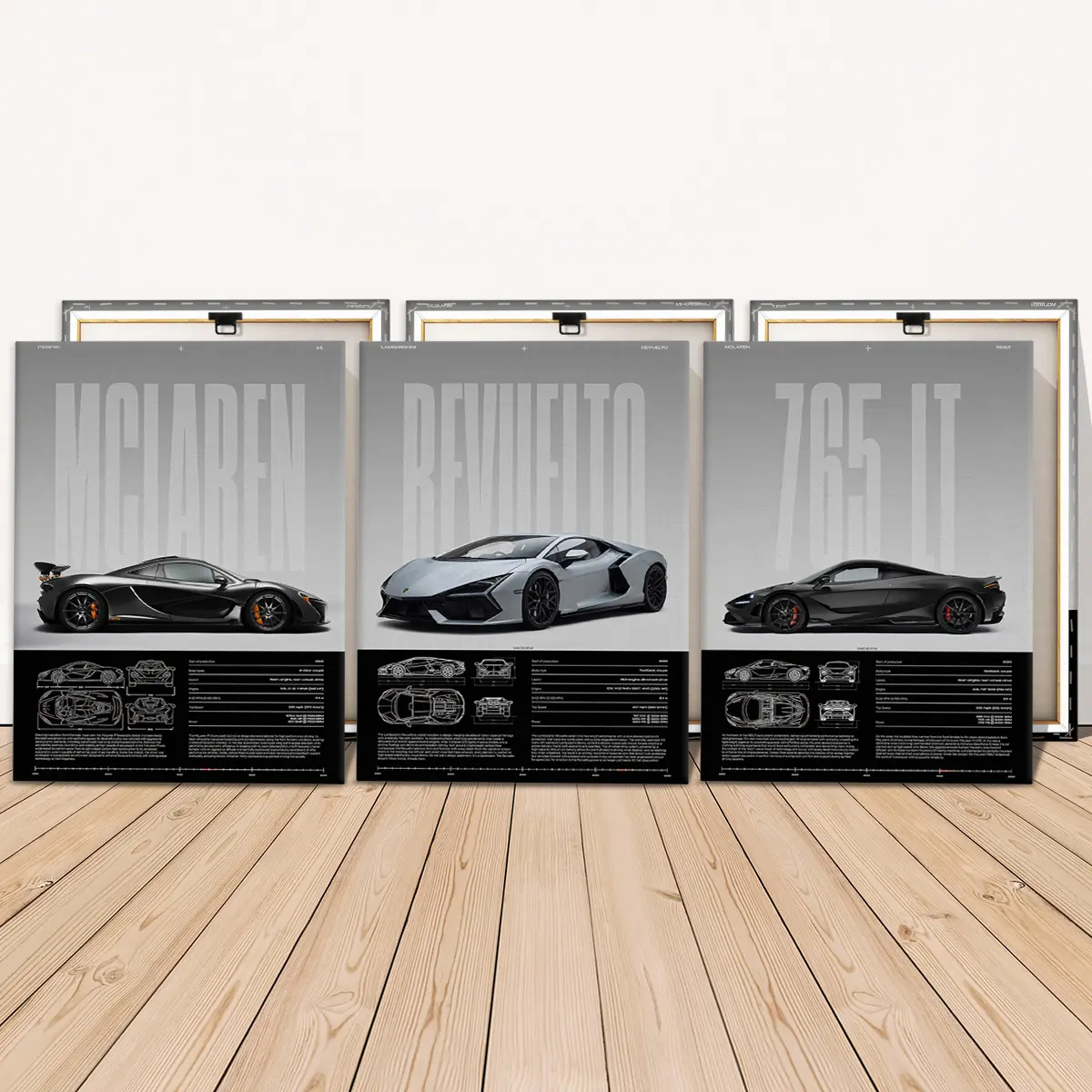 3 Counts Wooden Framed Canvas, Art Canvas Prints, Exquisite Supercar Poster, Exquisite Fashion Poster, Perfect Living Room Decoration, Modern Art, Family Poster, Decorative Wall Art, Wall Art Decoration, Ideal Gift, Waterproof, Artwork, Modern Art Design
