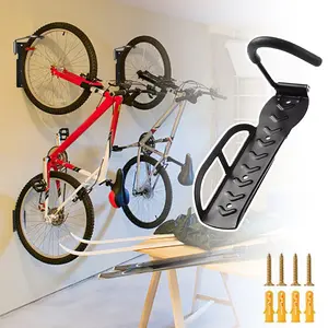 HOMEYA Wall Mount Bike Rack, Vertical Bikes Hook for Garage, 180°Rotatable Bicycles Hanging Hooks for Indoor Storage, Easy Install Wall-Mounting Bikes Storage Hook, Screws Included-2 Pack