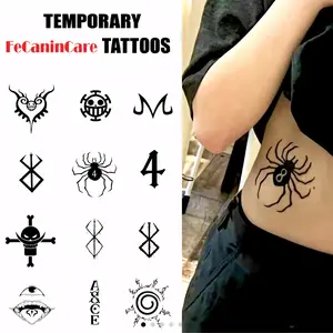 13 Cool Anime Pirate Temporary Tattoo Sticker Set, Long-Lasting Safe Tattoos for Party Cosplay, Easy to Apply and Remove, Gift for Anime Fans