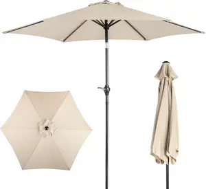 Outdoor Patio Umbrella, 7.5ft Sun Umbrella with Tilt Adjustment and Crank, 6 Ribs Outdoor Umbrellas for Patio, Deck, Garden, Yard, Poolside