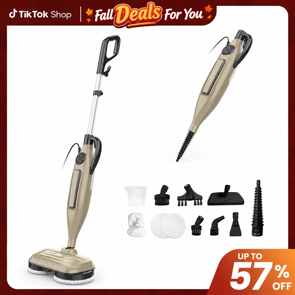 [FallDealsForYou] DEVOAC VM6 Rotating Electric Mop - 8-in-1 Antibacterial Steam Cleaner for House, 8in1 Spot Cleaning, Microfiber Mop Heads, Replacement Pads, Cleaning Supplies, 3 Settings, Fast Heat-Up for Floor Cleaning [SummerWins]