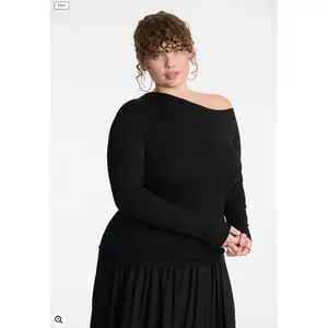 ELOQUII Women's Asymmetrical Neck Drape Top