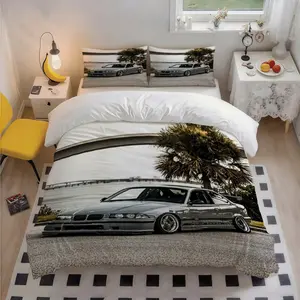 3Pcs Bavarian Luxury Classic Racing Car Modification Patterned Exquisite Polyester Bedding Set, Festive Art Print, Ideal Christmas Gift, Perfect for Home Bedroom All Seasons, 1 Duvet Cover + 2 Pillowcases (No Insert)