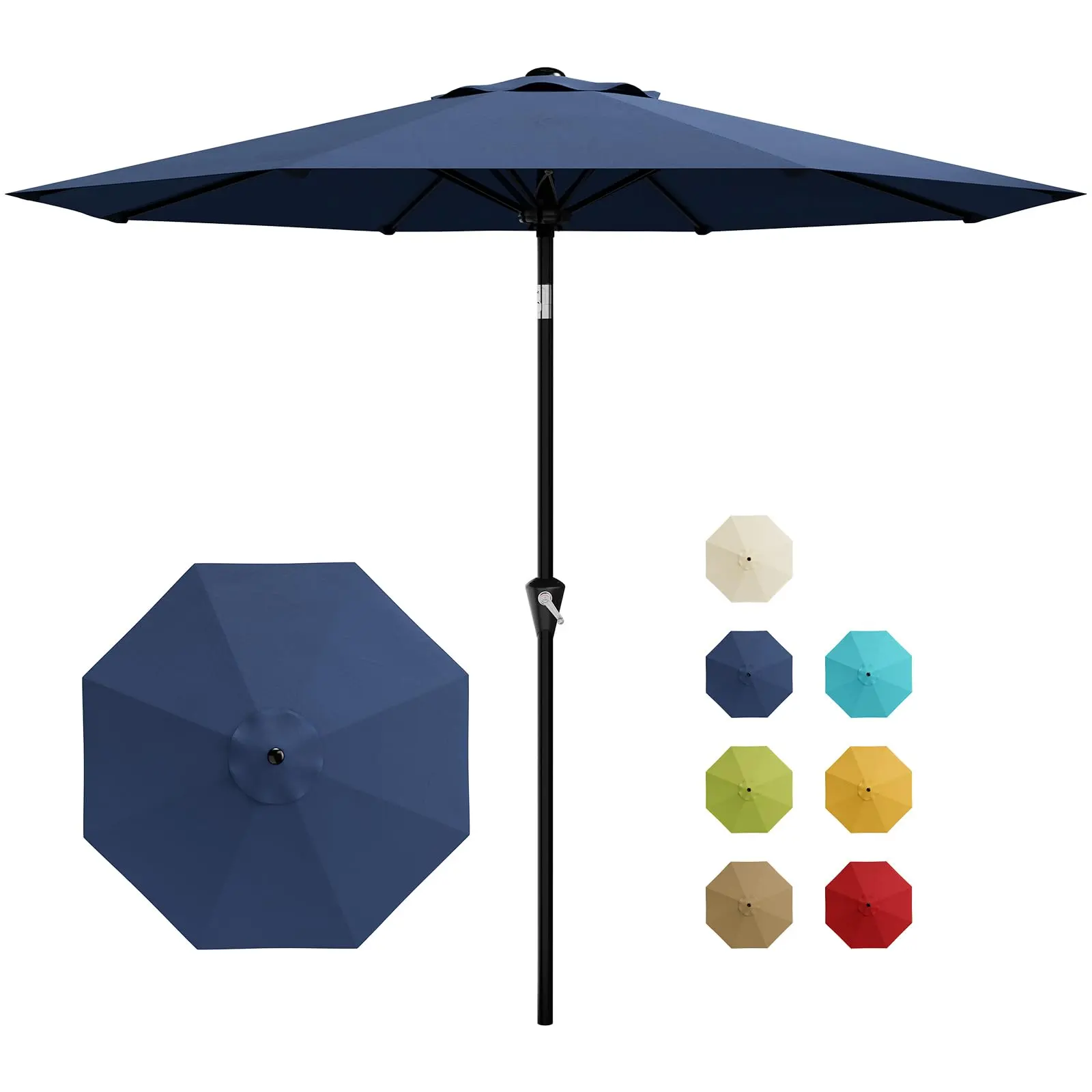 Garvee 10-Foot Patio Umbrella with Crank Lift, Tilt Button, 8 Durable Ribs, UV Protection, and Waterproof Outdoor Table Umbrella for Poolside Use
