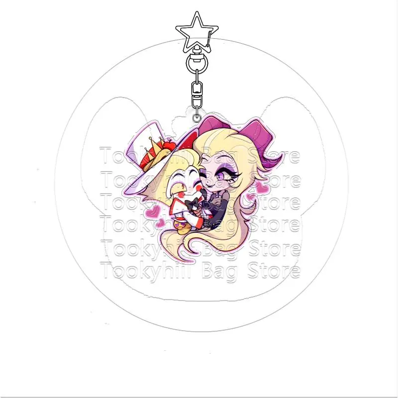 Helluva Boss Acrylic Keychain Husk Angel Dust Moxxie Millie Bag Pendant Stolas Keyring Accessories Charlie Vaggie Festival Gift