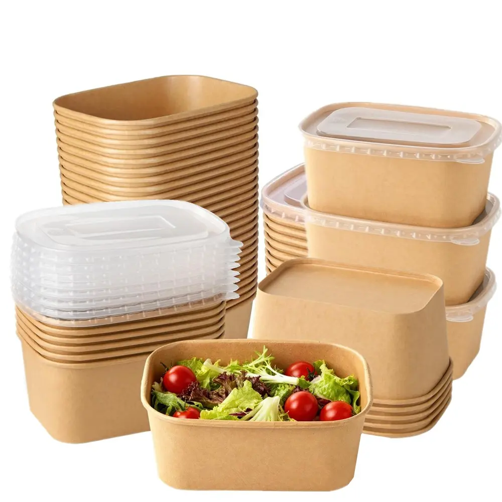 30 Pack Disposable Meal Prep Containers, Deli Food Containers With Lids, Airtight Food Storage Containers,33oz Disposable Large Paper Bowls with Lids for Salad, Noodles, Freezer and Microwavable Storage Use Cardboard Food Containers