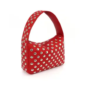Women's Punk Style Studded Decor Handbag, Fashionable Solid Color Shoulder Bag for Women, Casual Trendy Versatile High-quality Daily Commuting Bag
