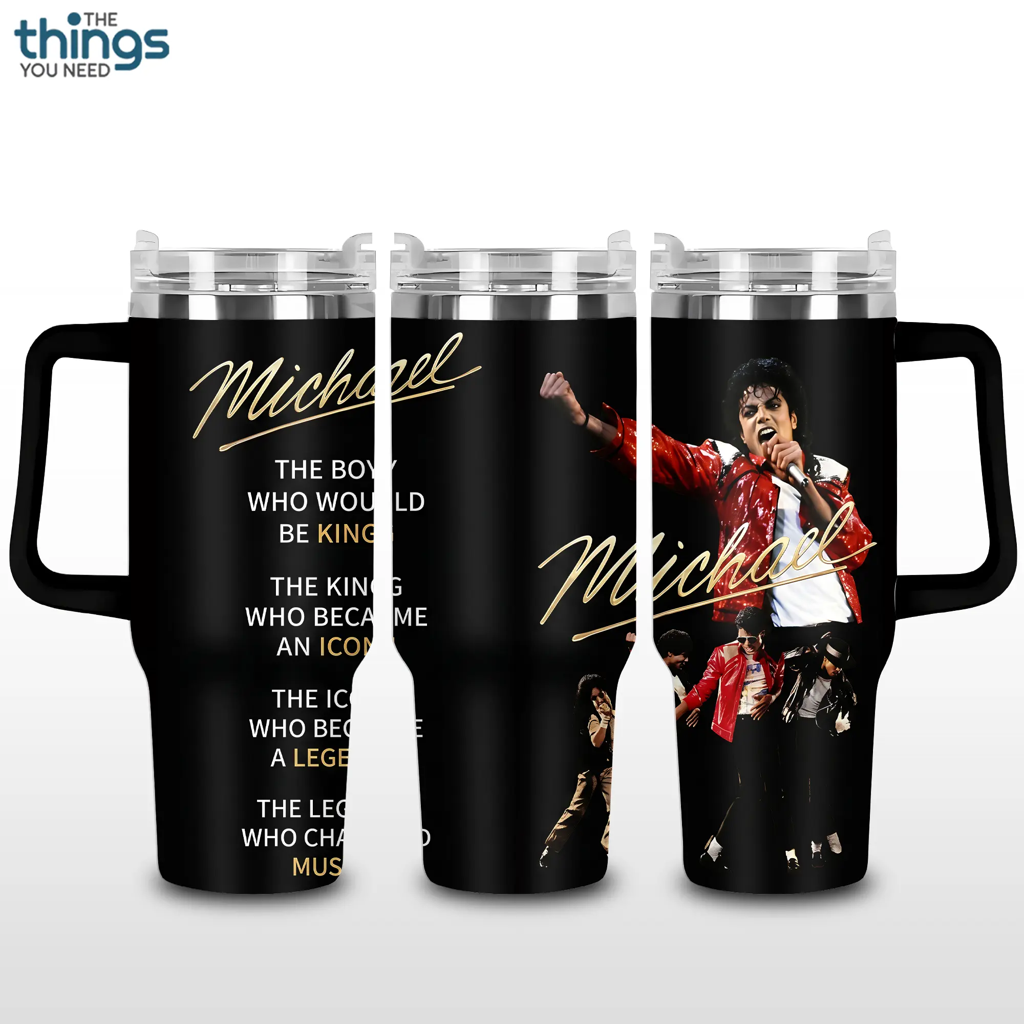 Michael Jackson V2 BAD Era 20oz - 40oz With Handle Tumbler, King Of Pop Stainless Steel Tumbler, Iconic Music Legend Drinkware, Retro Dance Performance Design, MJ Fan Gift, Perfect Gift For Pop Music Lovers,Optical,Insulated,water,bottle,str,C,Double,Wall