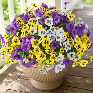 24 Bundles Outdoor Artificial Flowers, UV-Resistant Realistic Pansies with Eucalyptus Silk, Perfect Spring Décor for Porch, Patio, and Yard summerwins,summerwins