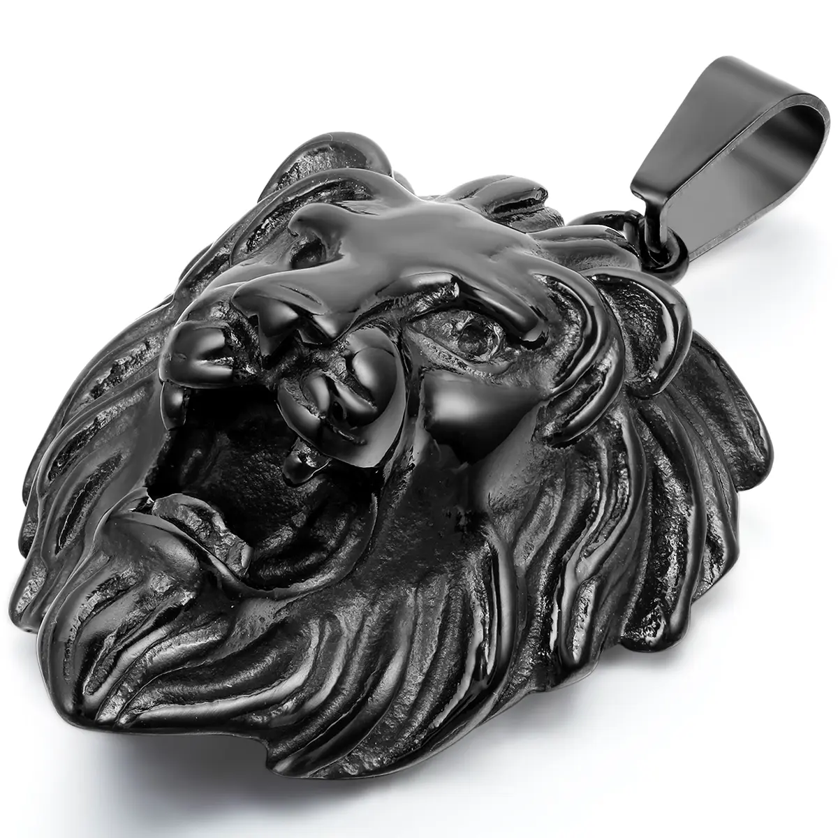 OIDEA Men's Animal Theme Hip-Hop Lion Head Pendant Necklace - Vacuum Plated Stainless Steel African Fashion Jewelry with Africa Map, Rhinestones, 22-in Chain for Birthday, Father's Day, Chain Jewelry Necklaces, Africa Map Pendant Necklaces