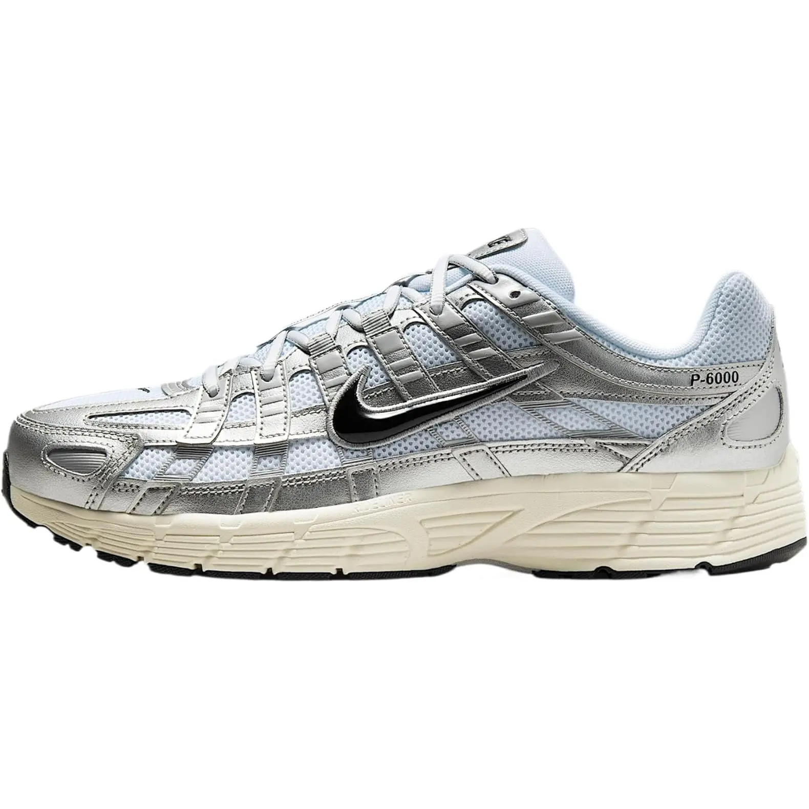 Men's Nike P-6000 White/Black-Metallic Silver (CD6404 105)