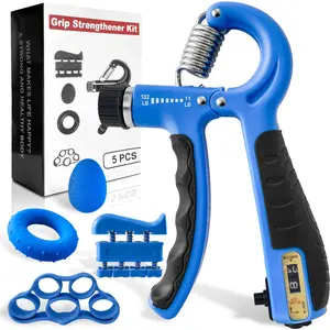 11-132LBS Hand Grip 5-Pack w/ Vein Popping Tech Finger Stretcher NFL Draft Prep 132LB Max Grip Strength Trainer Kit for Recovery Multi-Pack Forearm