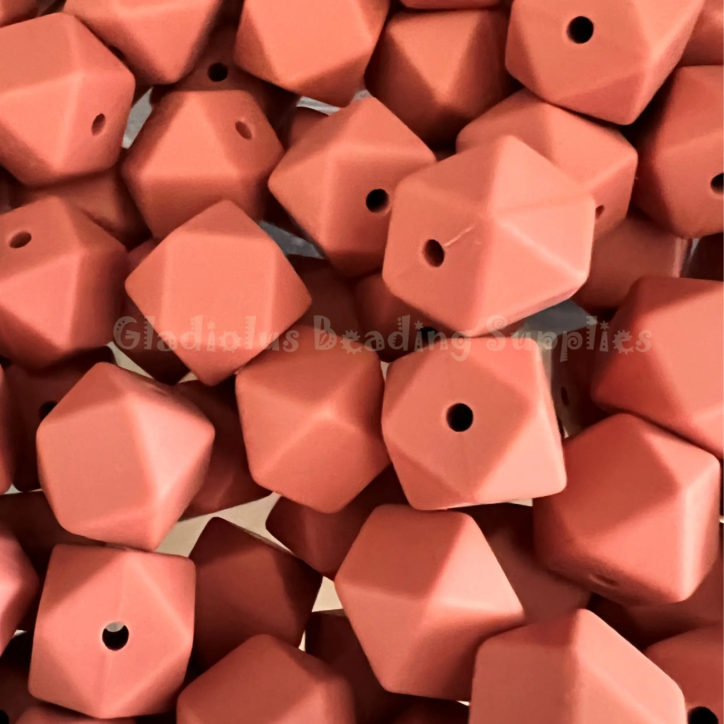 14mm Maroon Hexagon Silicone Bead - Loose - Crafting Supplies - Beading Supplies