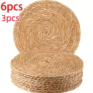 Handmade Natural Round Place Mats, Durable Heat Resistant, Bohemian Dining Style, Ideal for Restaurants, Parties, Weddings, Home Decor, Christmas Decor, Round Coaster, Tableware
