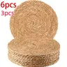 3/6/10pcs Natural Woven Bohemian Placemats, Round Straw Table Mats, Heat Resistant Braided Coasters, Dining Table Decor, Eco-Friendly Design