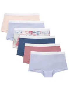 Hanes Originals Girls' Underwear Boyshorts, Blush & Assorted, 6-Pack