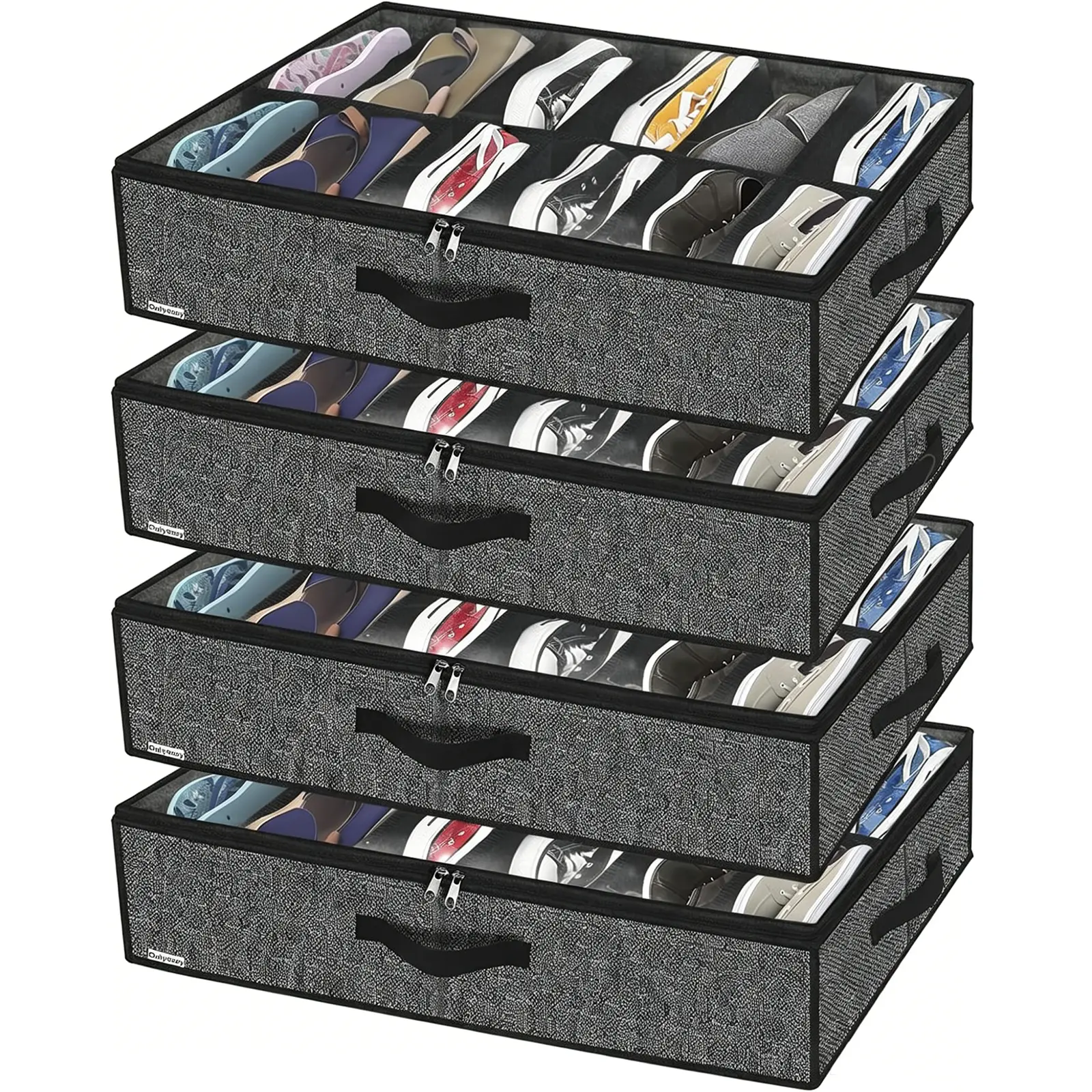 4 pack under bed shoe storage compartment wardrobe under bed shoe storage bag with sturdy side walls and reinforced handles Organiser Racks Set