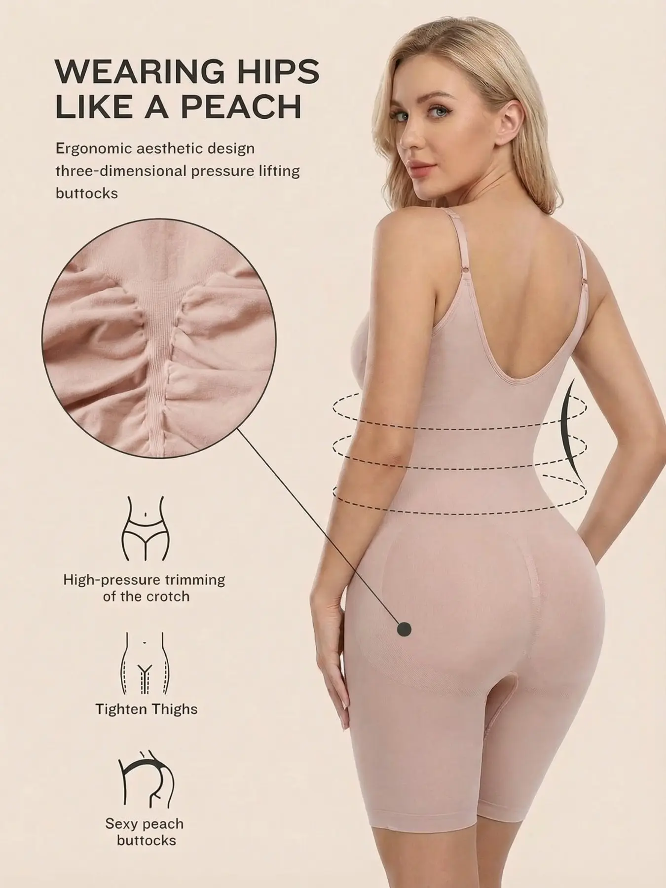 Full Body Tummy Control Shapewear Bodysuit - Butt Lifter Mid-Thigh Shaper, Seamless Compression Garment with Adjustable Straps for Hourglass Figure & Everyday Wear