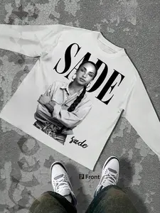 Unisex Sade Adu Singer Graphic Print Long Sleeve T-Shirt, Soft Woven Fabric, Fitted Style, Street Fashion, Casual Streetwear Top, Casual Menswear, Fall & Winter Casual Wear