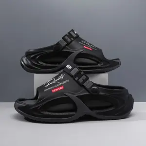 Men’s Futuristic Techwear Sandals – Thick Sole “Cloud” Slides, 2‑in‑1 Design with Adjustable Strap, Streetwear Slippers