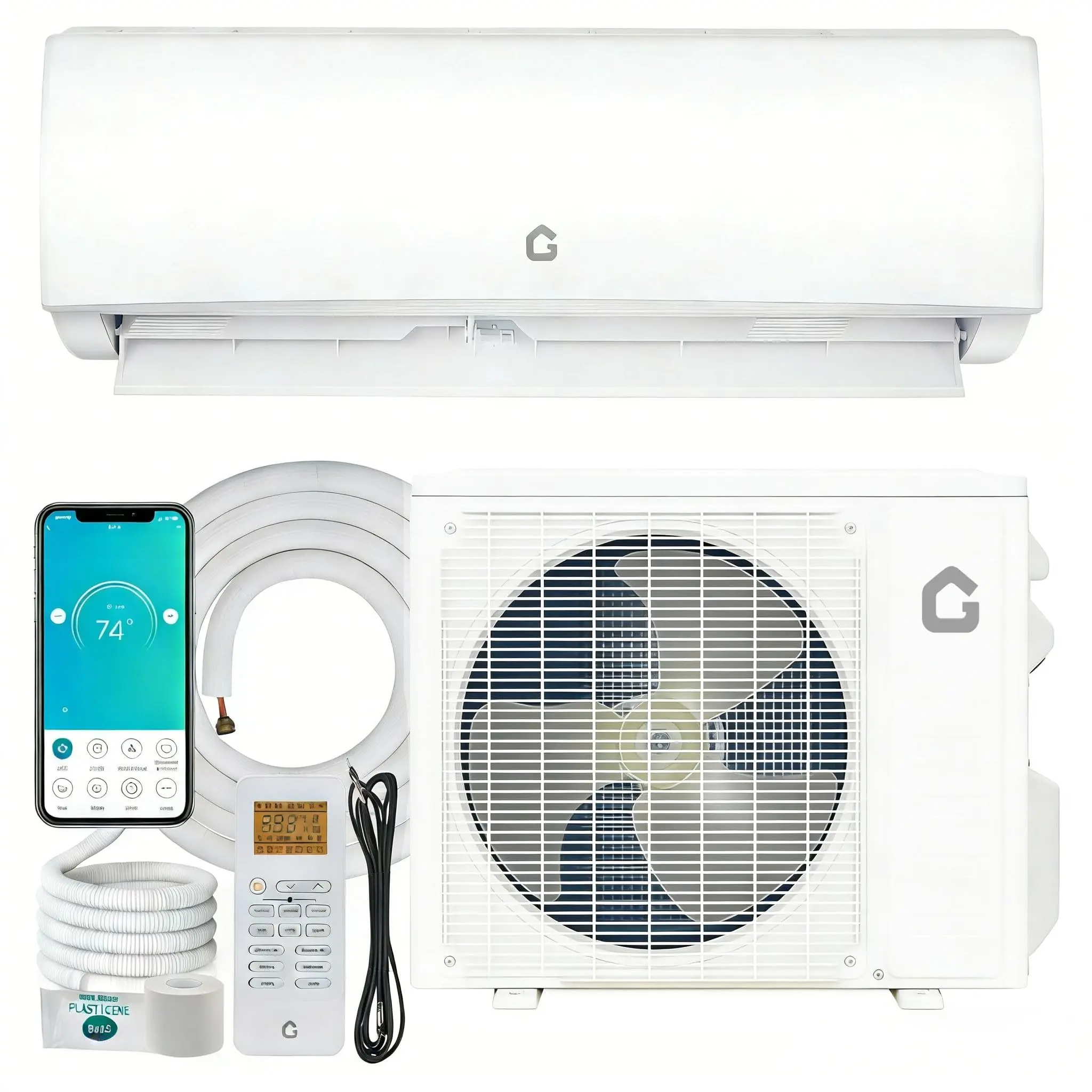 Mini Split Air Conditioner 11500 BTU, 115V Smart Split Unit AC Cooling/Heating Up to 750 Sq.ft, Inverter Tech Ductless Air Conditioner with WiFi & Remote Control