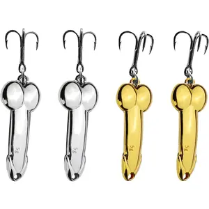 4 count Funny Fishing Lures - Bass & Trout Lures, Spinner Baits & Hard Metal Sequin Fishing Jigs for Freshwater & Saltwater Fishing