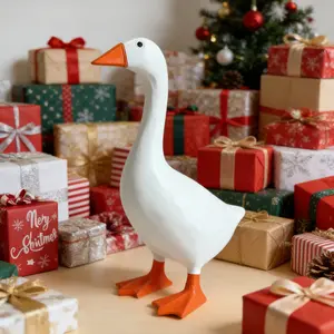 7-Inch Resin Goose Desk Statue with Magnetic Beak Funny Desktop Figurine Key Holder Cute Home Office Decor Housewarming Ornament Holiday Gift