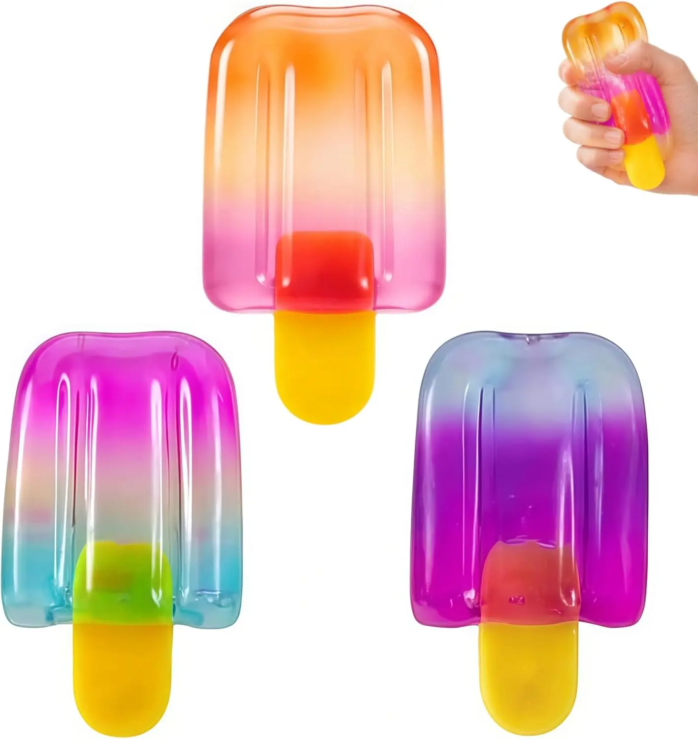 Cute Ice Cream Popsicle Squishy Toy, Summer Slow Rebound Soft Squeeze Fidget Toy, Anxiety Relief Sensory Stress Toy, Perfect Easter Basket Stuffers, Kids Birthday Party Favor Novelty Gift