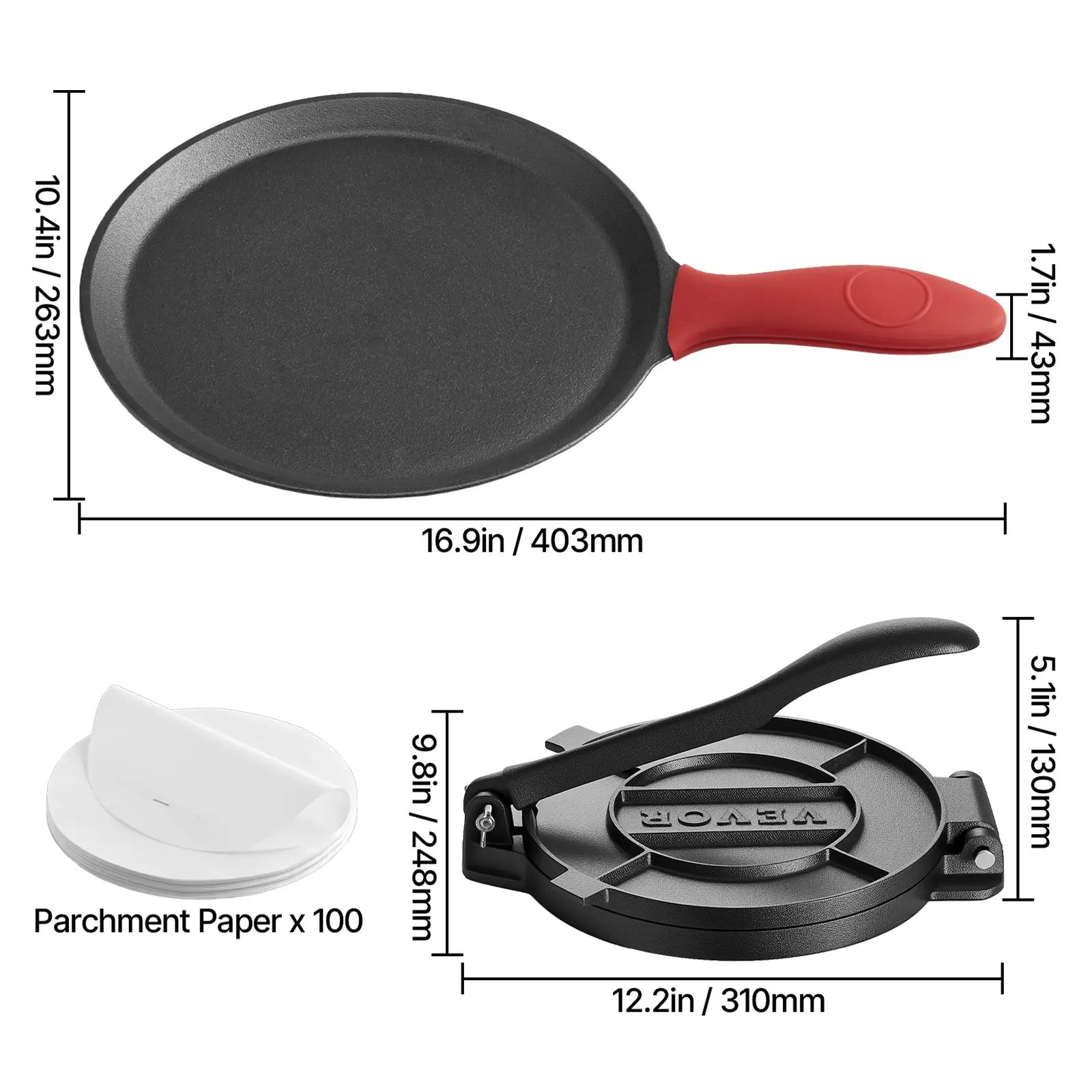10 Inch with flat frying pan