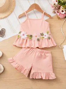 Summer Girls Floral Tank Top and Shorts Set, Fashion Clothes Set, Cute Clothing Set, Soft Comfortable Fabric, Cute Stylish Design Perfect for Outdoor Play