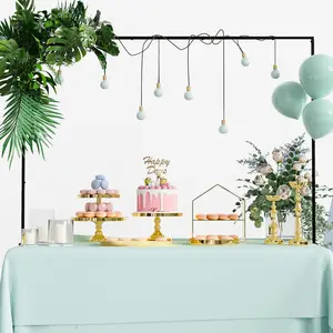 Adjustable Over The Table Rod Stand with Clamps 13''-42'' Tall 29"-98" Length Black Table Arch for Wedding Birthday Party Halloween Christmas