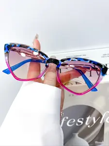 Fashion Vintage Cat Eye Tinted Lens Glasses, High-Quality Temple Decorations, Simple Versatile Daily Casual Wear, Unisex Eyewear Accessories, Vintage Style Glasses