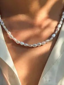 Baroque Style Irregular Pearl Necklace, Faux Pearl Jewelry, Elegant Light Luxury Chain, Perfect for Daily Wear and Parties, Great Gift for Girlfriend