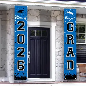 【graduation2026】2026 Graduation Decorations, Graduation Banner Class of 2026, Hanging Congratulations/Congrats Grad Banner for Door and Porch, Party Decor - Blue180x30cm