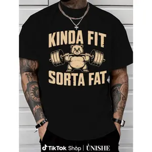 Funny Weightlifting Bear T-Shirt, Heavyweight Cotton Oversized Gym Shirt for Men Women