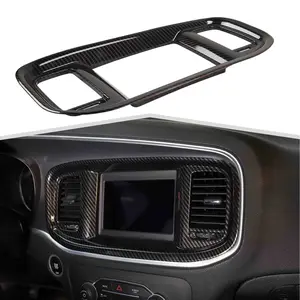 Carbon Fiber Style ABS Material Car Interior Decorative Dashboard Trim, 8.4'' Console Navigation GPS Panel Cover Bezel for 2015+ Dodge Charger, Automotive Interior Accessories