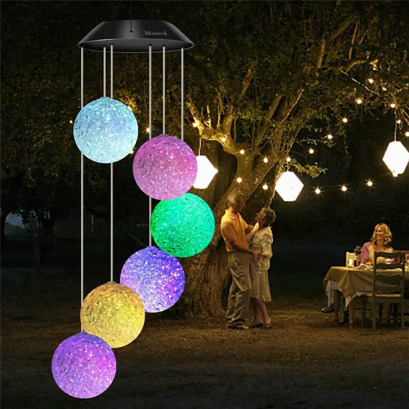 LED Solar Crystal Ball Wind Chime, Hanging Wind Chime for Home Garden Decoration, Automatic Light Changing Color est Gifts for Mom Grandma Women Wife Aunt Daughter Sister