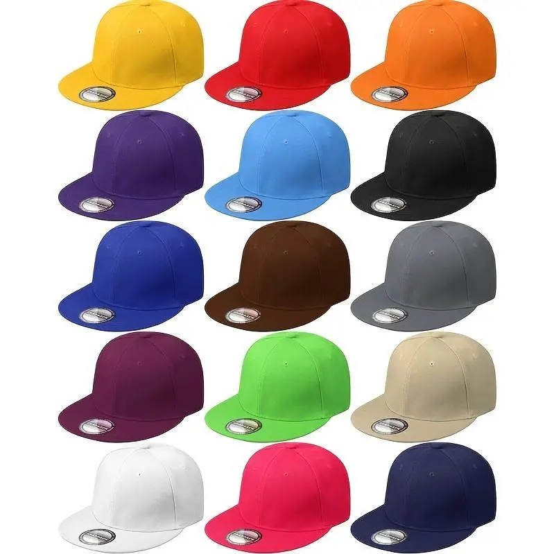 15 Pack Snapback Hats For Men Hip Hop Style Hats Solid Baseball Hats Adjustable Snapback Cap Flat Brim Baseball Caps(Fresh Colors)