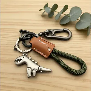 Single Leather Woven Rope Metal Keychain Stylish Car And Motorcycle Decoration Accessory Durable Handbag Pendant Ideal For Key Organization And Small Gift Giving
