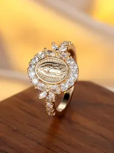 September Laurel  Elegant Virgin Mary Design Ring, Fashion Artificial Zircon Decor Ring, Beautiful Rings for Party, Daily Decor, Trendy All-match & Exquisite Jewelry for Birthday Gift, Copper Rings, Synthetic Zircon Rings, Inspirational Jewelry
