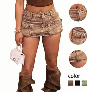 Y2k-Vintage-High - Waisted Utility - Style Denim Mini Skirt for Women - Retro - Inspired with Ample Storage