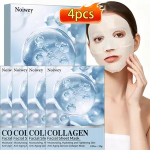 4pcs Collagen Face Mask Skincare, Hydrating&Firming Hydrogel Face Masks, Moisturizing and Tightening Skin Anti-Aging skincare Collagen Mask,Infused with Hyaluronic Acid and Vitamins A, C, E,daily Hydrating  Hydrogel Face Mask, Travel Essentials Skin Care