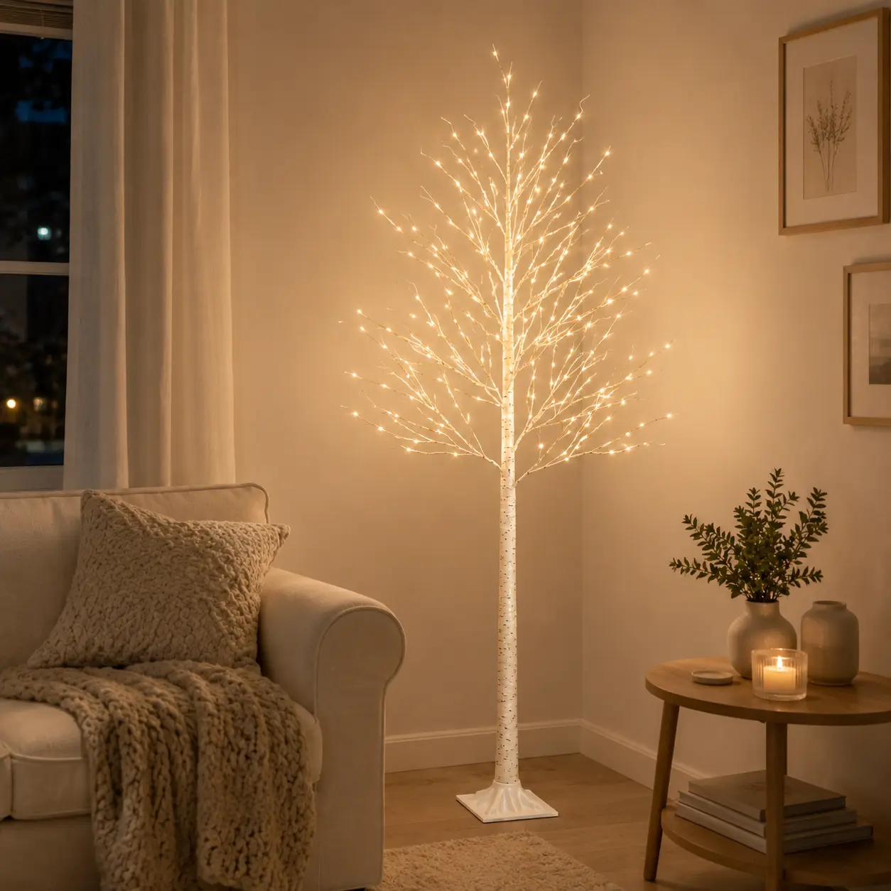 4 ft / 5 ft / 6 ft, realistic high-gloss LED birch tree lights, remote-controlled dimming, USB-powered, IP44 waterproof, 8 lighting modes, suitable for Halloween, weddings, Christmas decorations, and indoor home decor floor lamps, modern style,