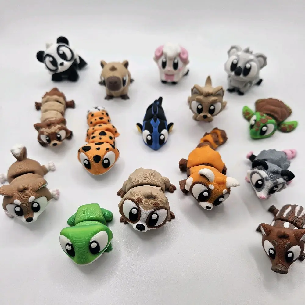Bright-Eyed Pocko Pets | 1.75-2 Inches | 3D Printed Articulating Flexi Fidget Sensory Cute Animal Design Figurine