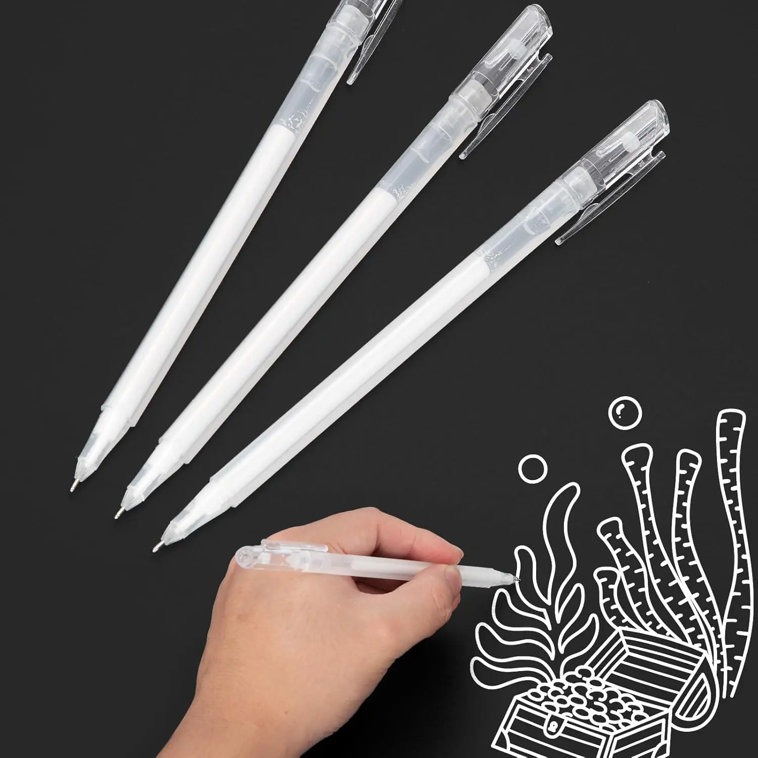 MOOTHERPRO White Gel Pen White Ink Pen Set (0.6mm, 3)