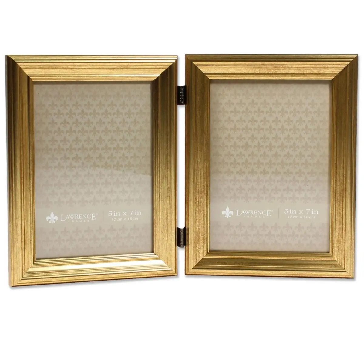LAWRENCE Elegant Metal Golden Picture Frames, Modern Foldable Hinged Double Frame with Black Border for 5x7 Photos, Portable Tabletop Baby & Maternity Decor for Cherished Memories, Elegant Metal Frame, Framed Decor