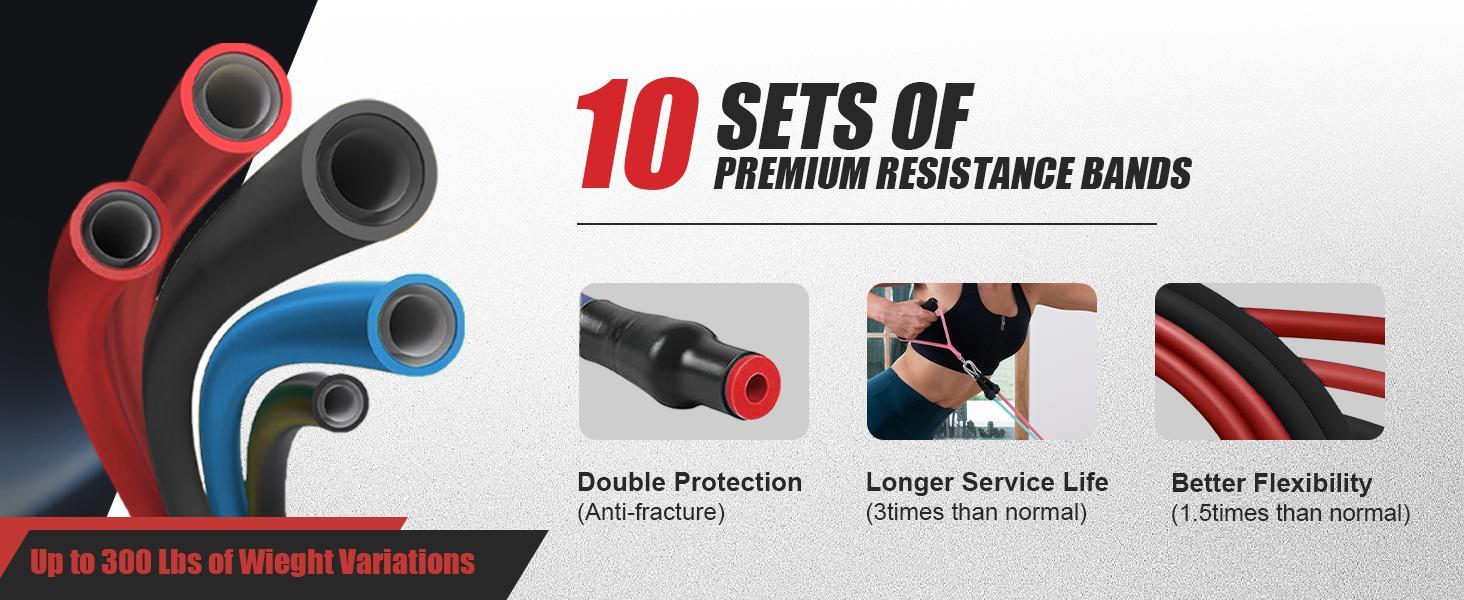 LALAHIGH Home Gym Kit, All-in-One Fitness Equipment with Push-Up Board, Resistance Bands with Bar, Pilates Bar, Pulley and Multi-Functional Training Board for Exercise Strength Training, Stable and Portable Home Workout Equipment