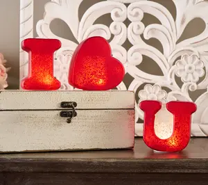 3-Piece Illuminated Mercury Glass I Love You by Valerie