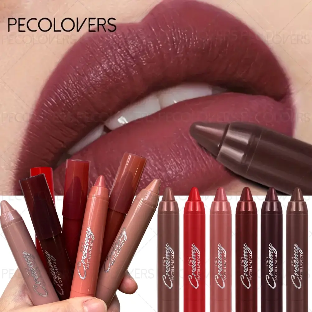 1PC Long-lasting & Waterproof Nude Velvet Lipstick Pen, Lippie Pencils, Non-stick Cup, Matte, Cream Texture, Moisturizing Effect, Multi-color Options, Suitable for Daily Makeup, Moisturize, Cosmetic