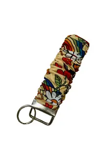 Scrunchie Key Fob - Boho Retro - Rainbows Peace Signs Daisies